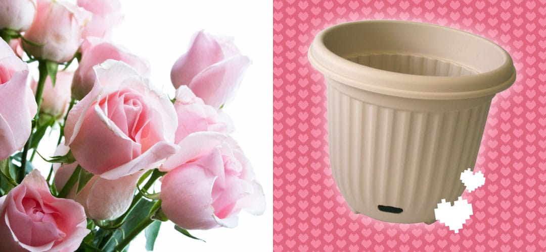Roses and WaterSaver Fluted Round Planter by HomeLeisure