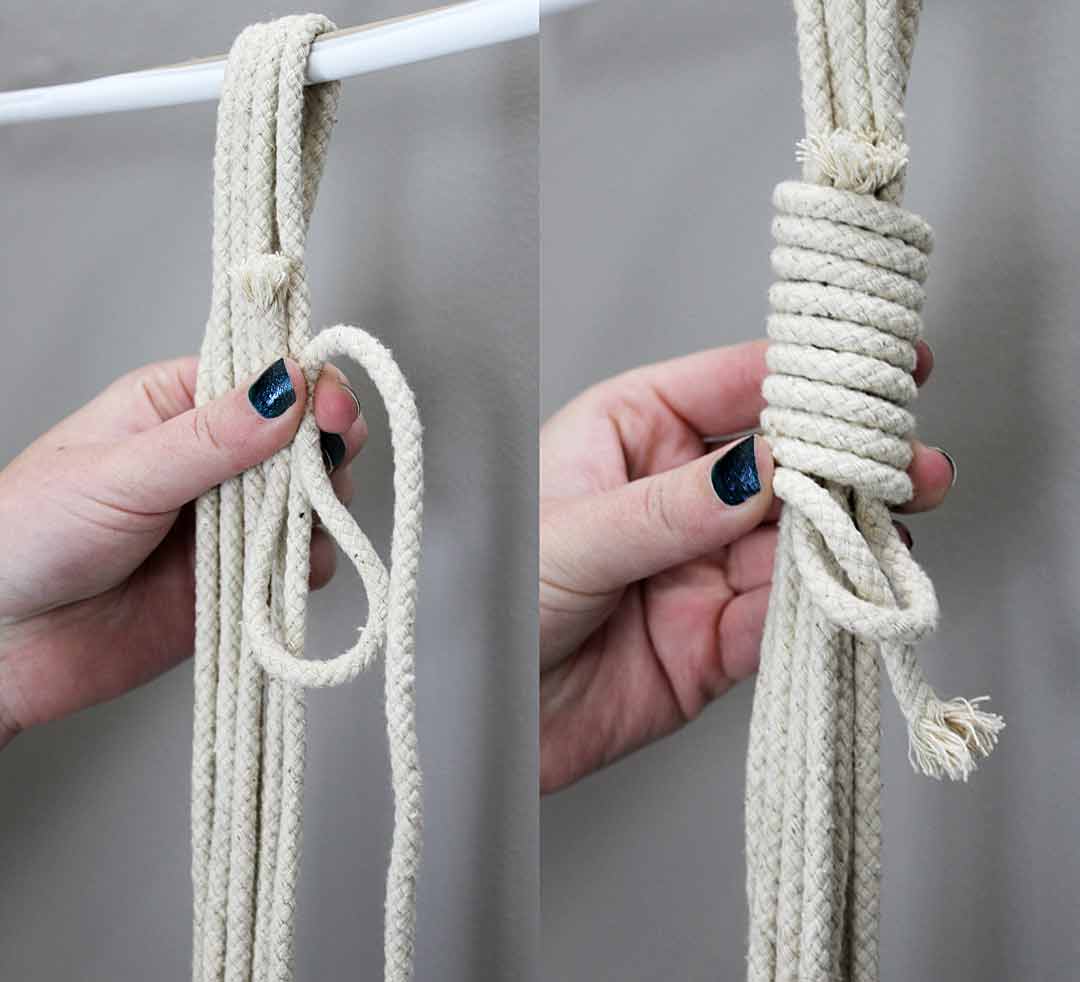 Create a hanging loop with a gathering knot.